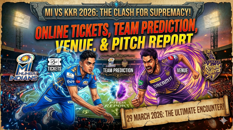 MI vs KKR 2026 29 March 2026 Tickets Booking Online, Team Prediction, Venue & Pitch Report