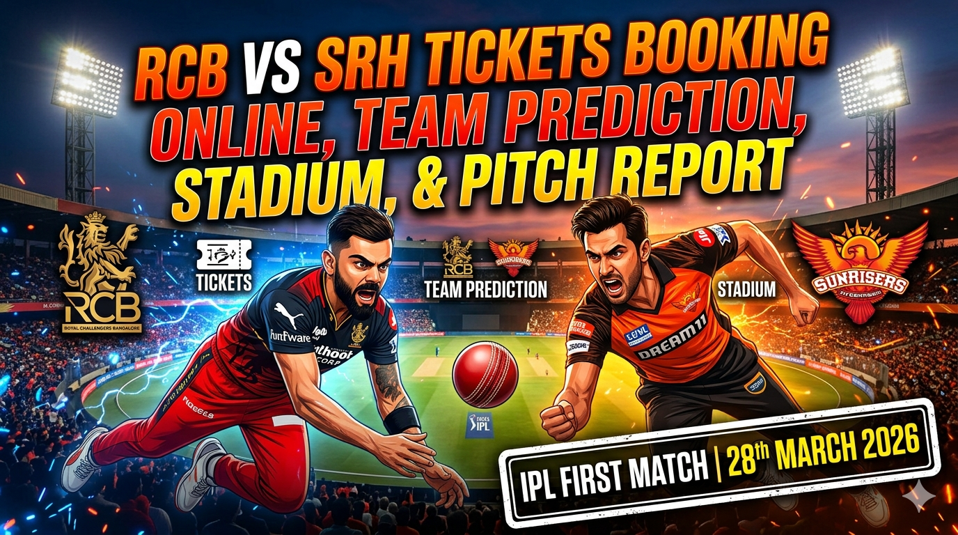 RCB vs SRH Tickets Booking Online, Team Prediction, Stadium, and Pitch Report