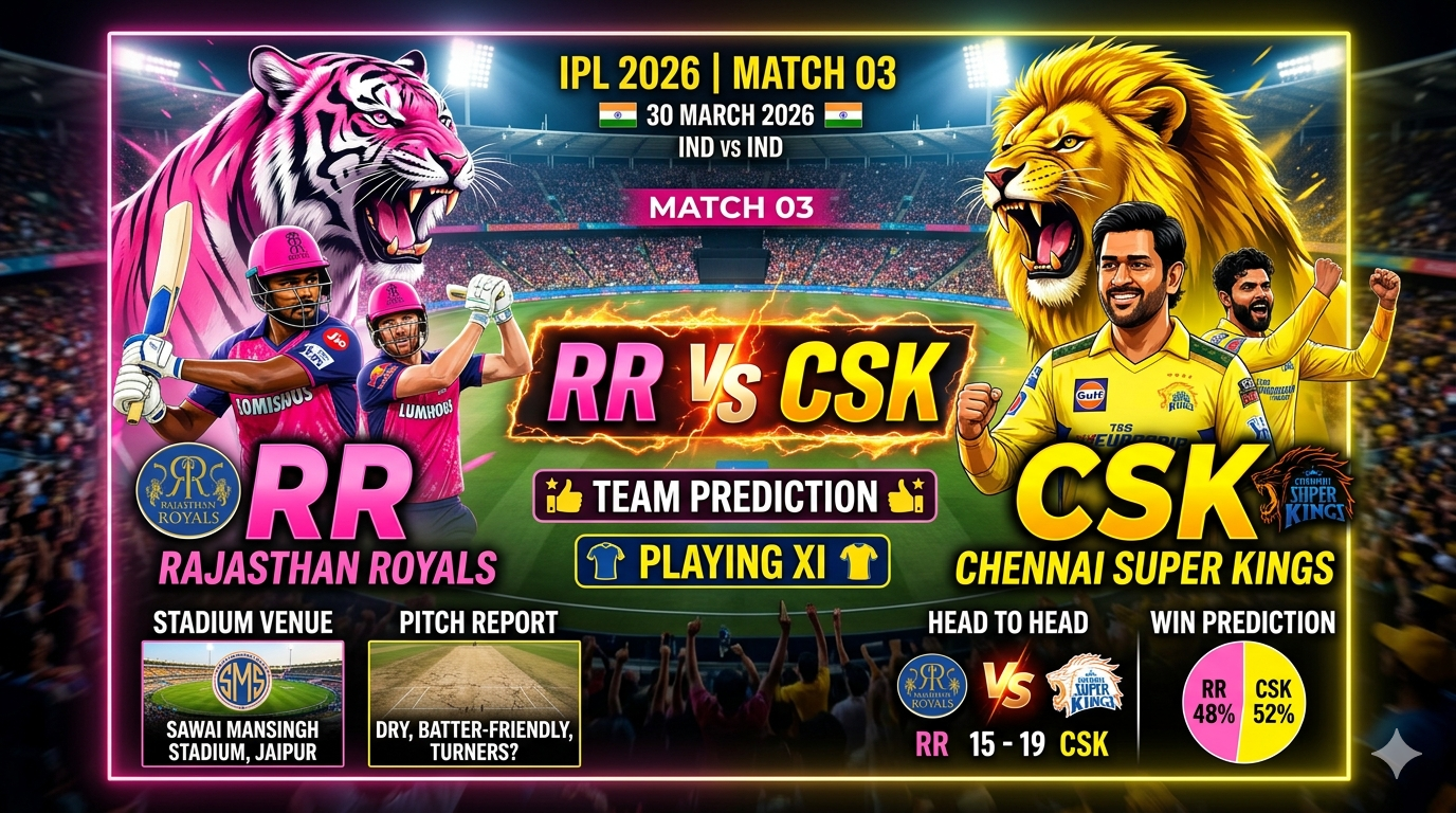RR vs CSK Prediction Head to Head who will win Match no.03